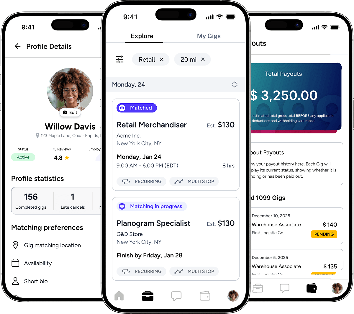 HireApp platform interface